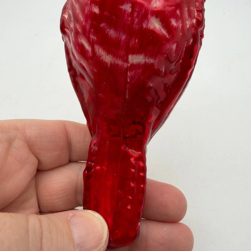 Robert Stanley Glass red Cardinal bird tree Christmas Ornament Glitter